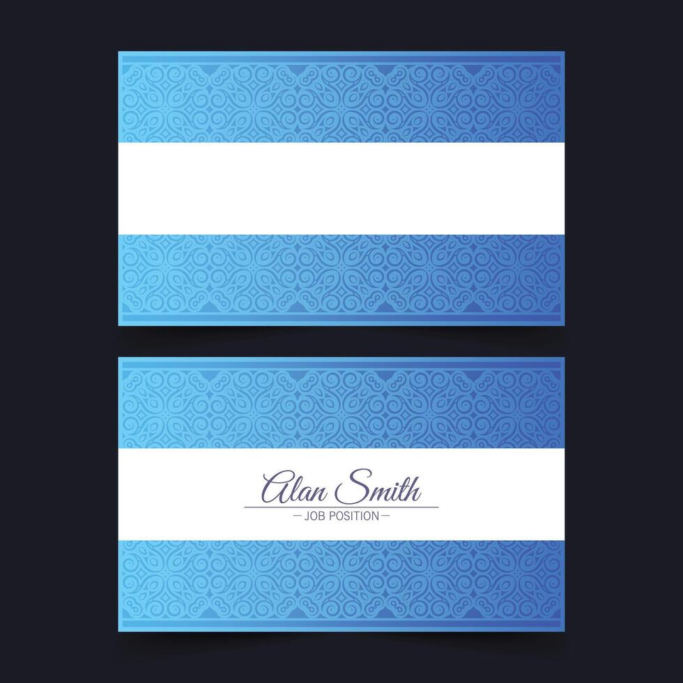 Blue ornamental logo and business cards template vector