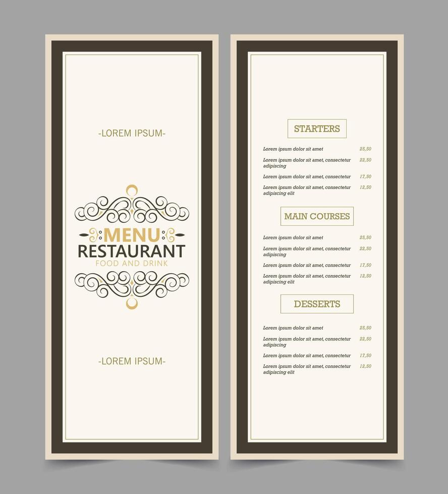 Menu restaurant Layout with ornamental Element vector