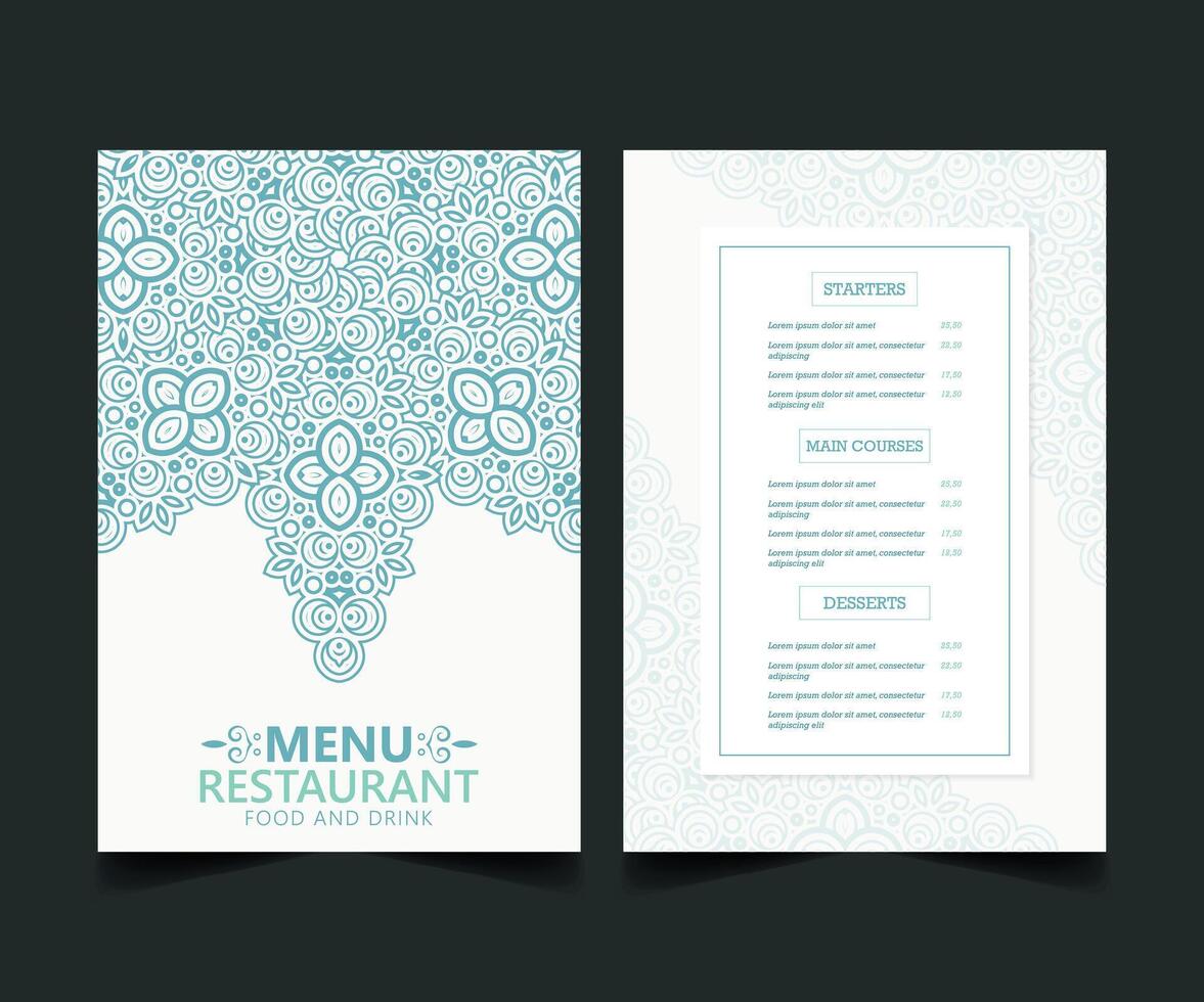 green and white restaurant menu with texture pattern elements template vector