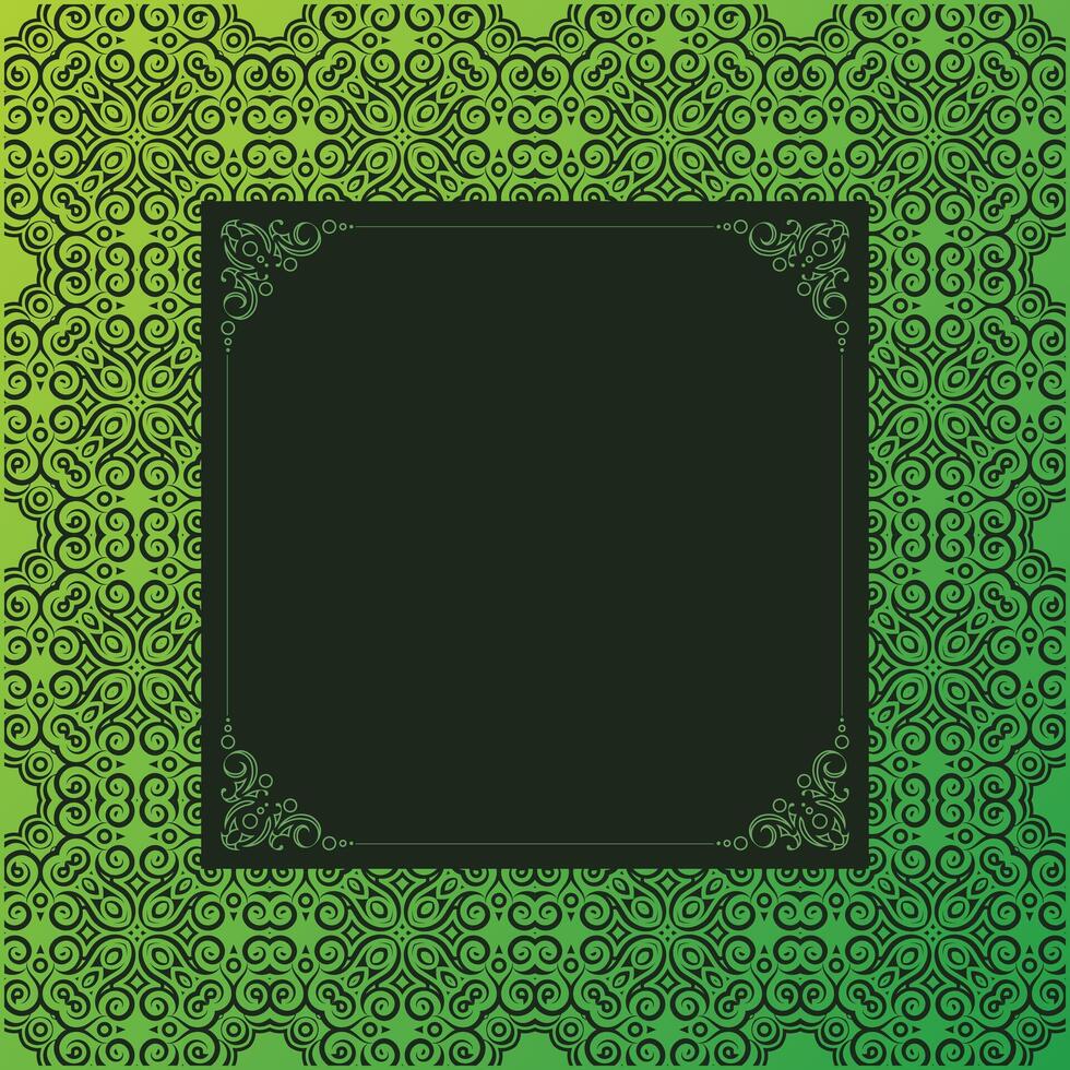 Green retro calligraphy ornament frame line design. vector