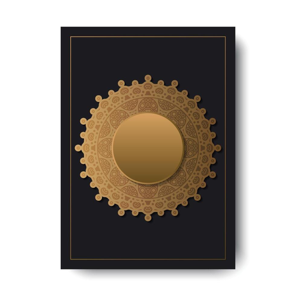 Luxury gold art border pattern cover template vector