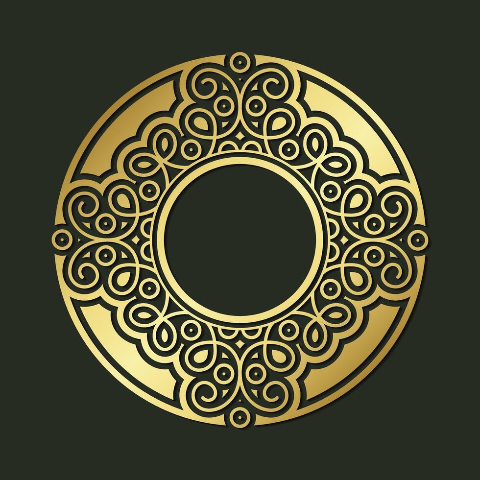 Luxury Gold circle floral frame design vector