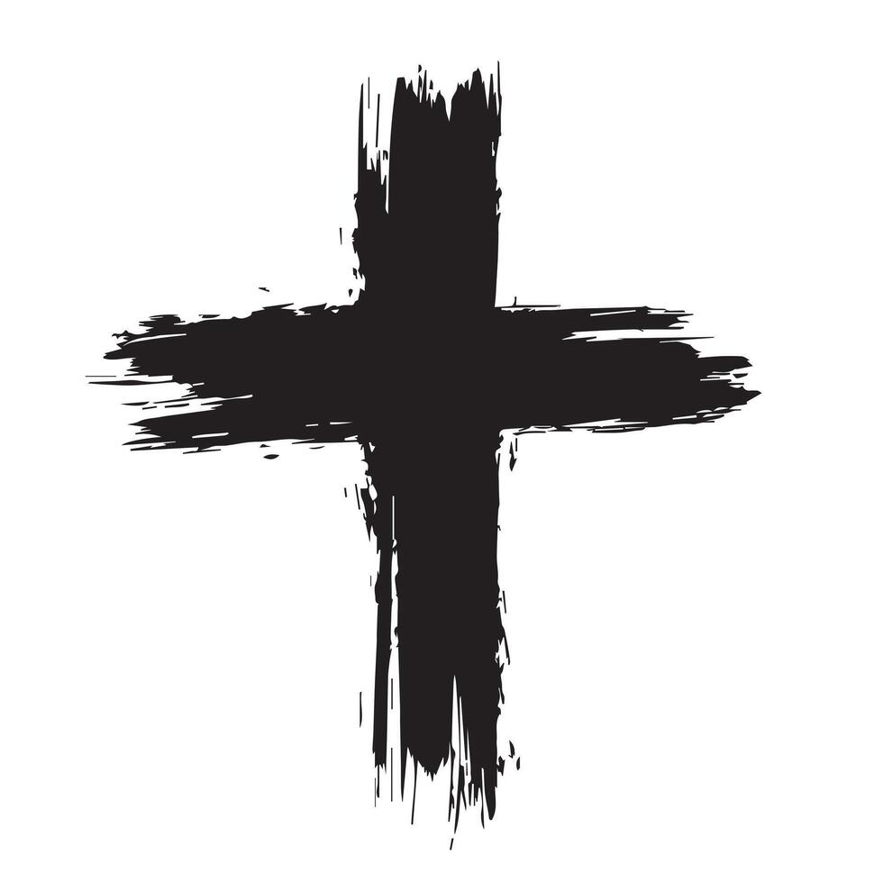 Weathered Strength Black Grunge Cross vector