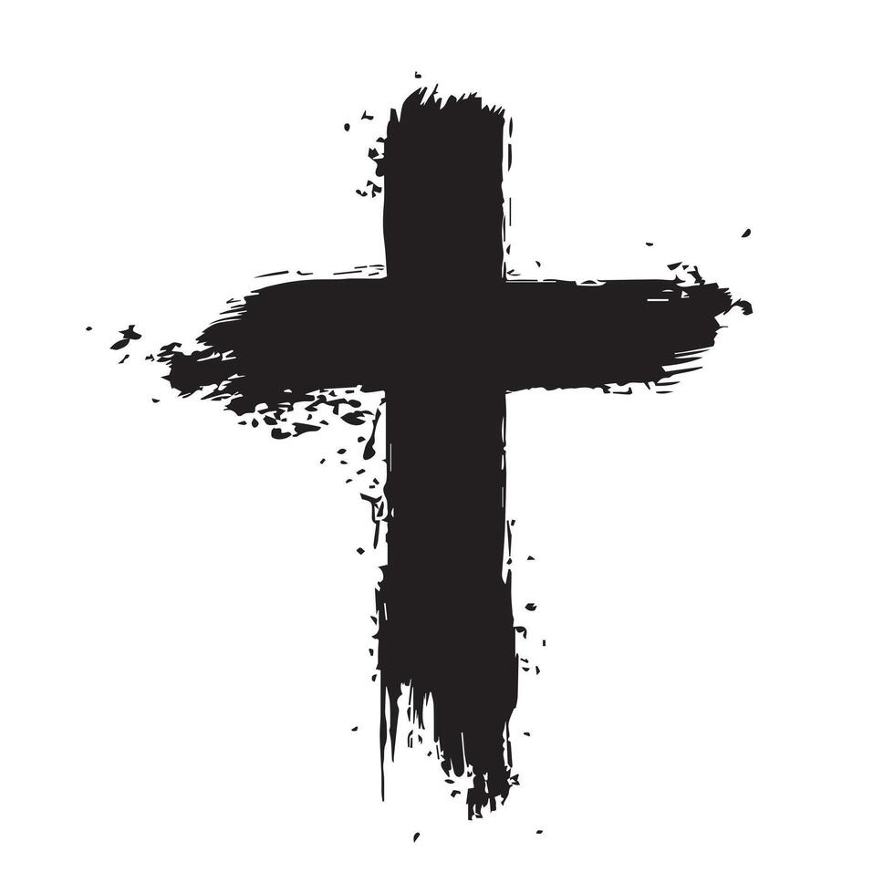 Distressed Christian Cross Black Design vector