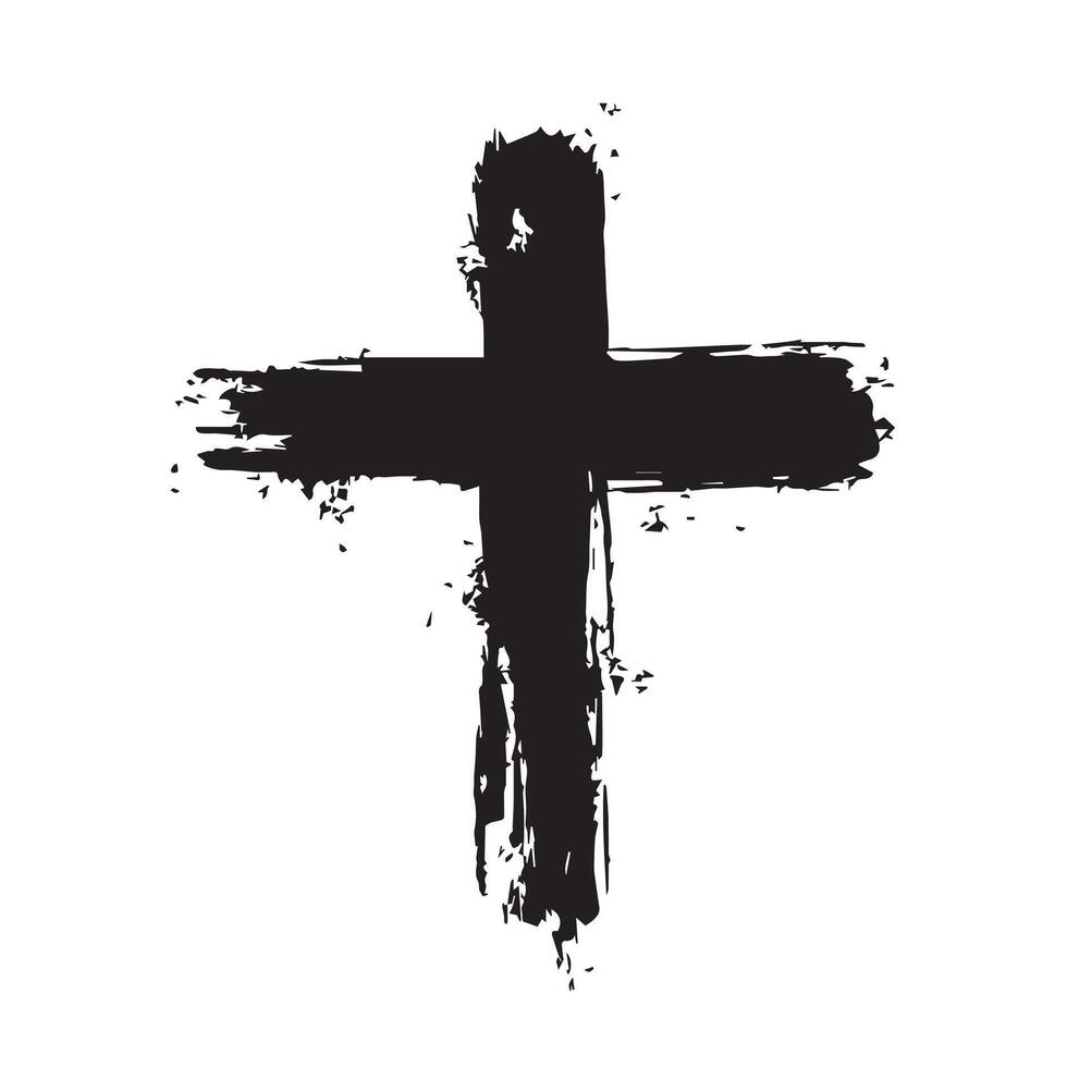 Rough Surface Christian Cross Black vector