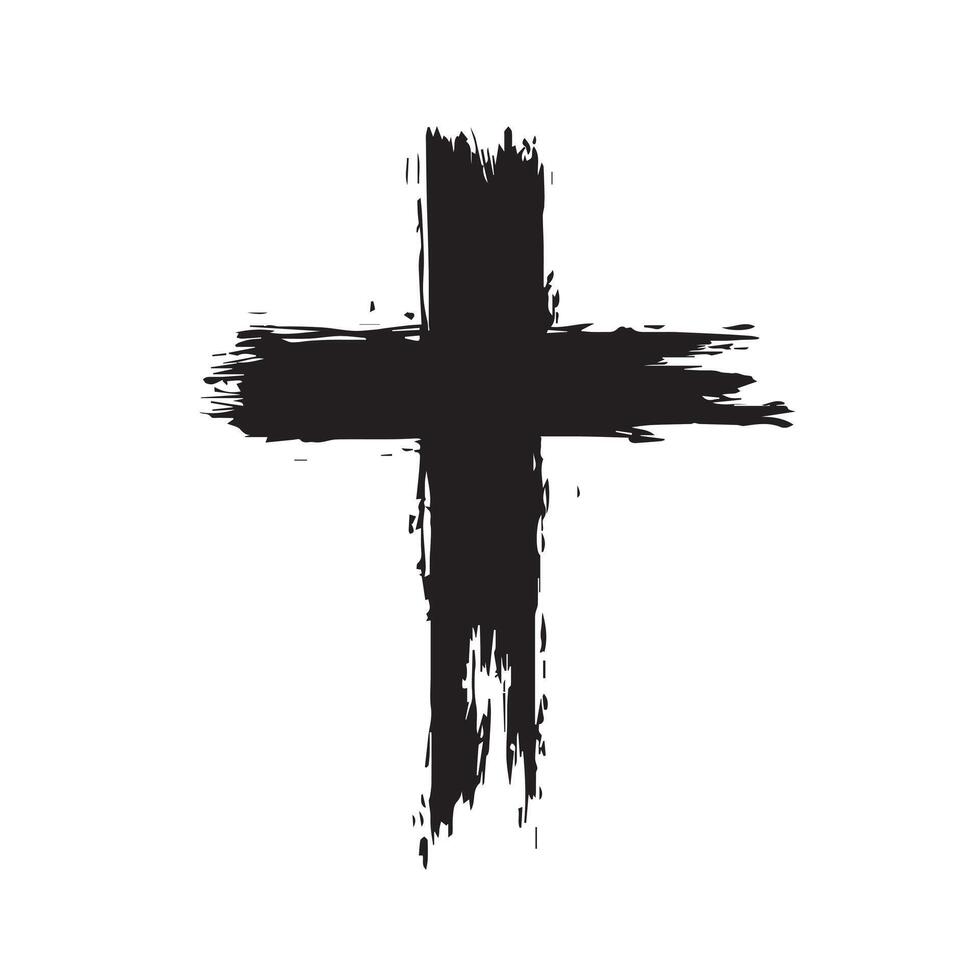 Vintage Grace Distressed Religious Cross vector