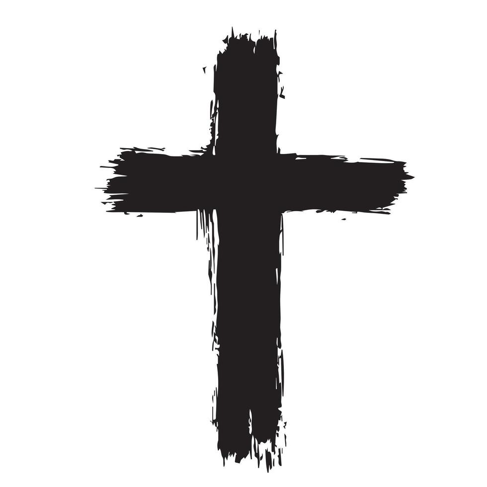 Charcoal Cross Distressed Religious Art vector