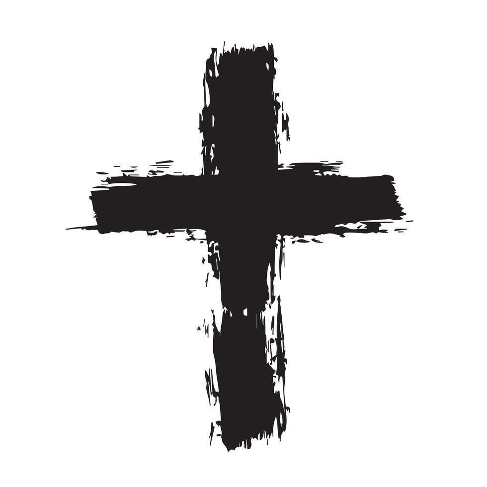 Eroded Strength Black Christian Cross vector
