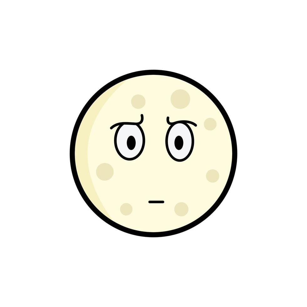Moon Intense Clipart, Cartoon Lunar Face, Expressive Moon Emoji, Kawaii Celestial Art vector