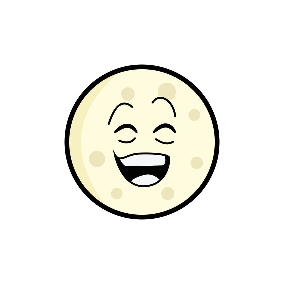 Moon Laughter Clipart, Cartoon Lunar Face, Expressive Moon Emoji, Kawaii Celestial Art vector