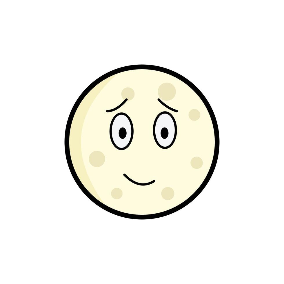 Moon Hopeful Clipart, Cartoon Lunar Face, Expressive Moon Emoji, Kawaii Celestial Art vector