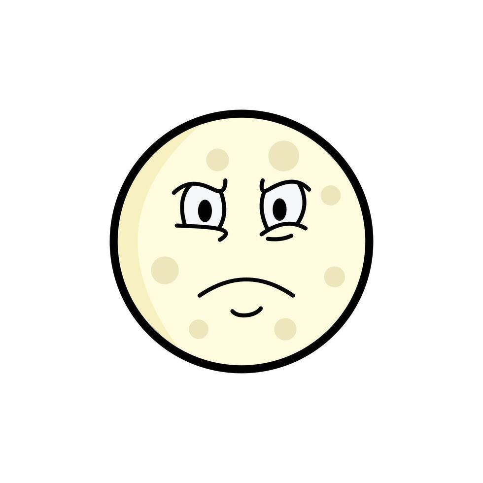 Moon Mad Clipart, Cartoon Lunar Face, Expressive Moon Emoji, Kawaii Celestial Art vector