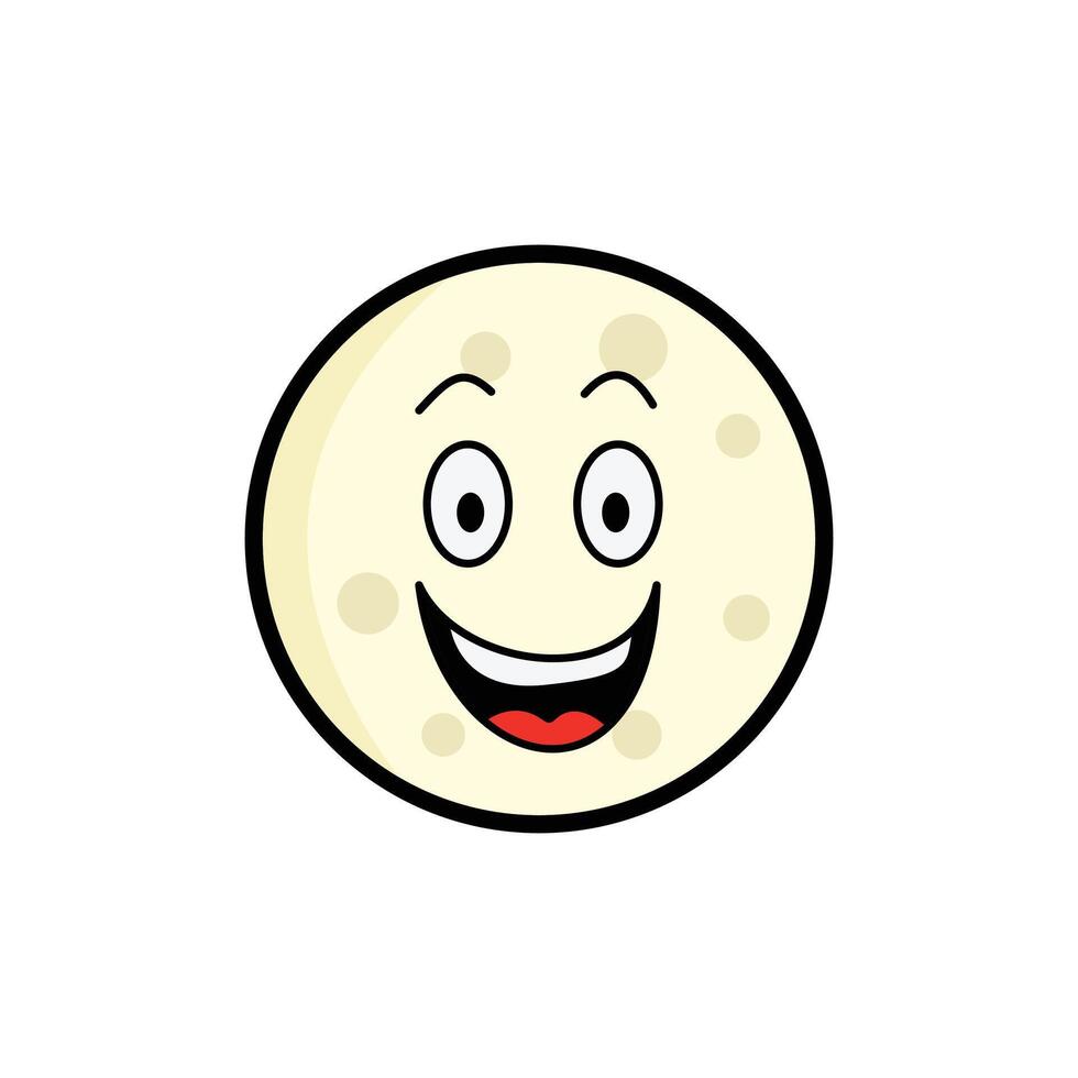 Moon Estatic Clipart, Cartoon Lunar Face, Expressive Moon Emoji, Kawaii Celestial Art vector
