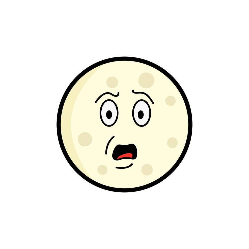 Moon Disgust Clipart, Cartoon Lunar Face, Expressive Moon Emoji, Kawaii Celestial Art vector