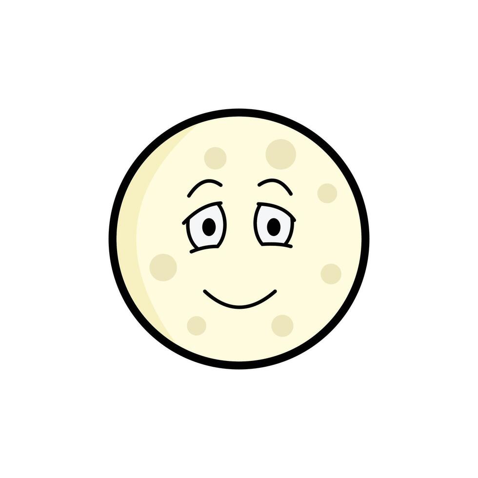 Moon Satisfaction Clipart, Cartoon Lunar Face, Expressive Moon Emoji, Kawaii Celestial Art vector