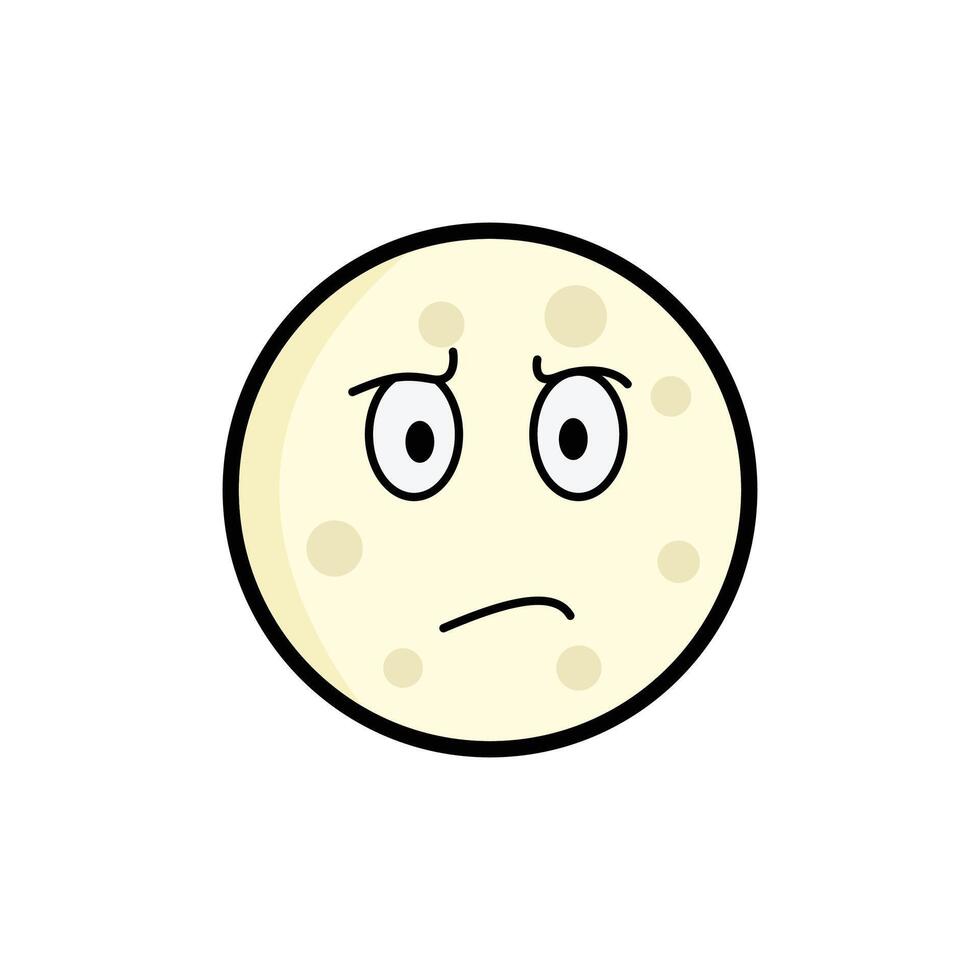 Moon Determined Clipart, Cartoon Lunar Face, Expressive Moon Emoji, Kawaii Celestial Art vector