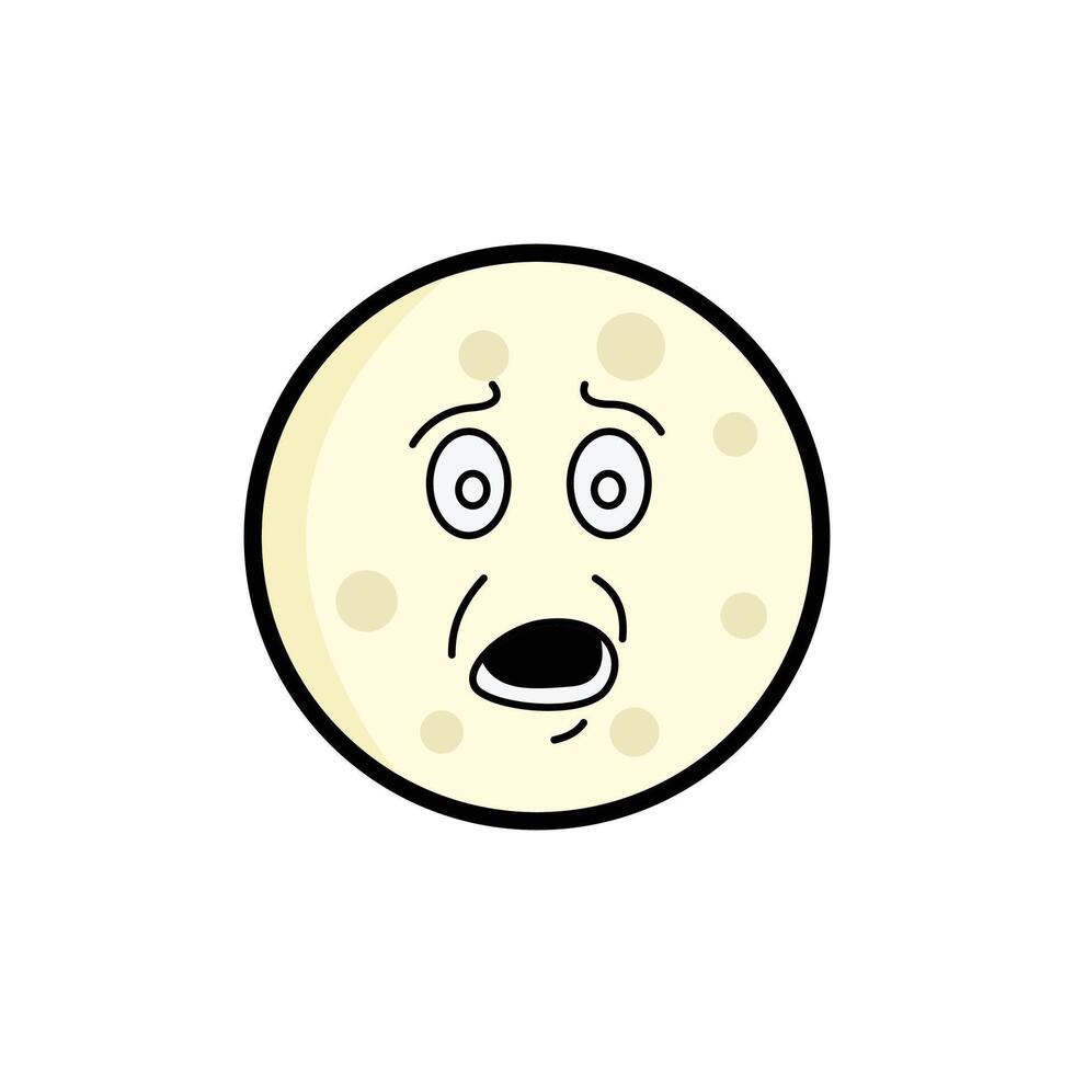 Moon Fear Clipart, Cartoon Lunar Face, Expressive Moon Emoji, Kawaii Celestial Art vector