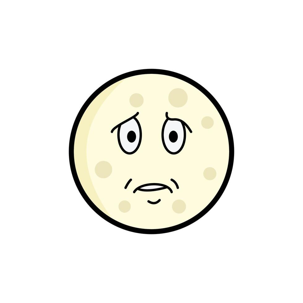 Moon Melancholy Clipart, Cartoon Lunar Face, Expressive Moon Emoji, Kawaii Celestial Art vector