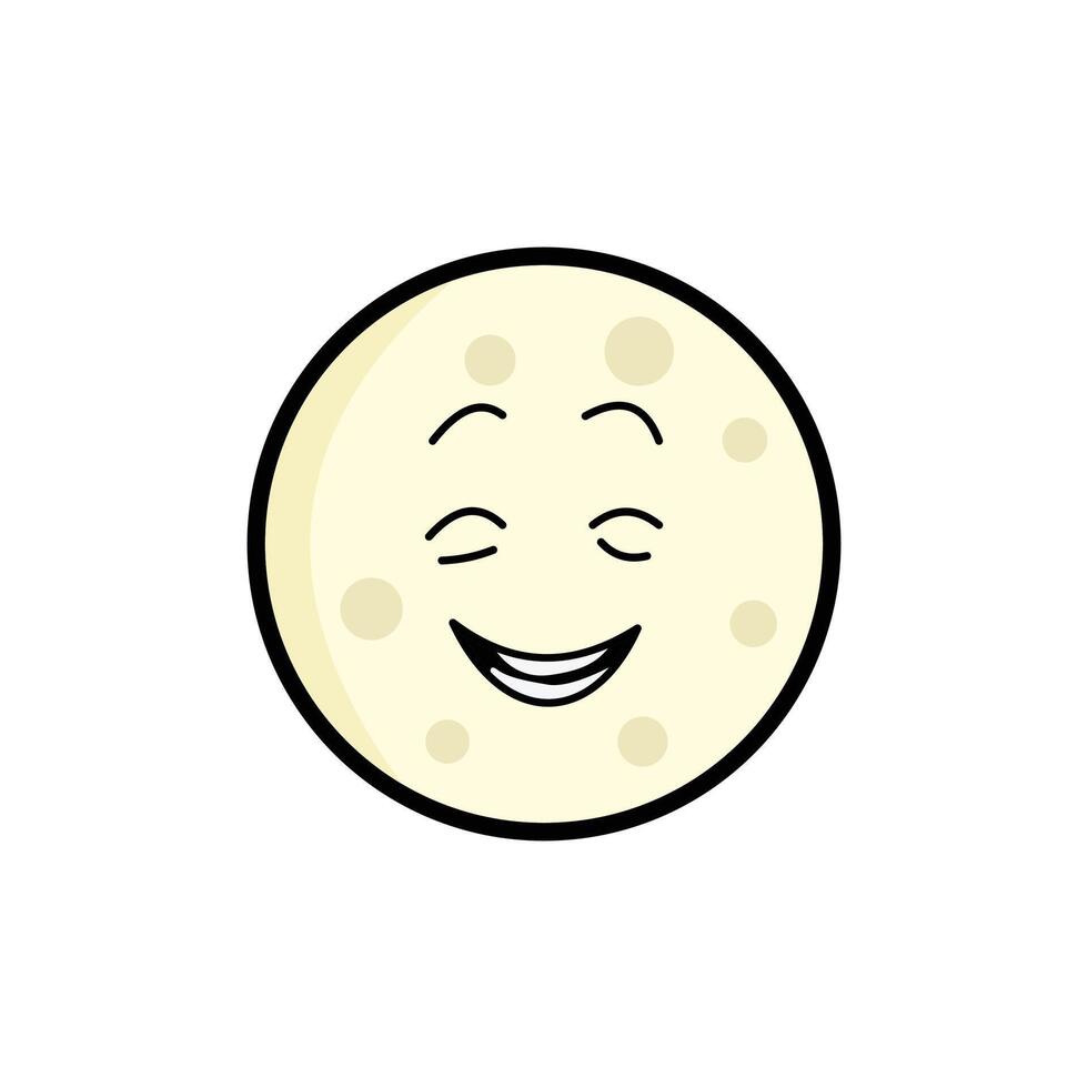 Moon Joy Clipart, Cartoon Lunar Face, Expressive Moon Emoji, Kawaii Celestial Art vector