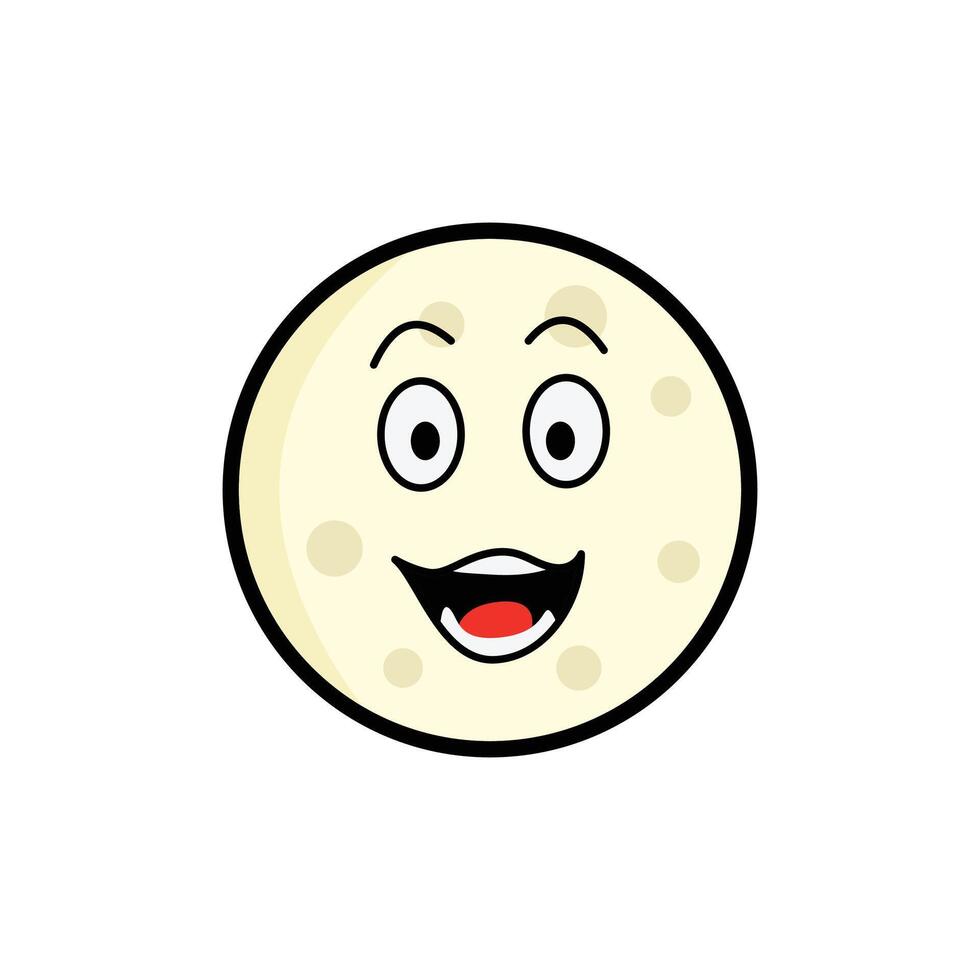 Moon Amazement Clipart, Cartoon Lunar Face, Expressive Moon Emoji, Kawaii Celestial Art vector