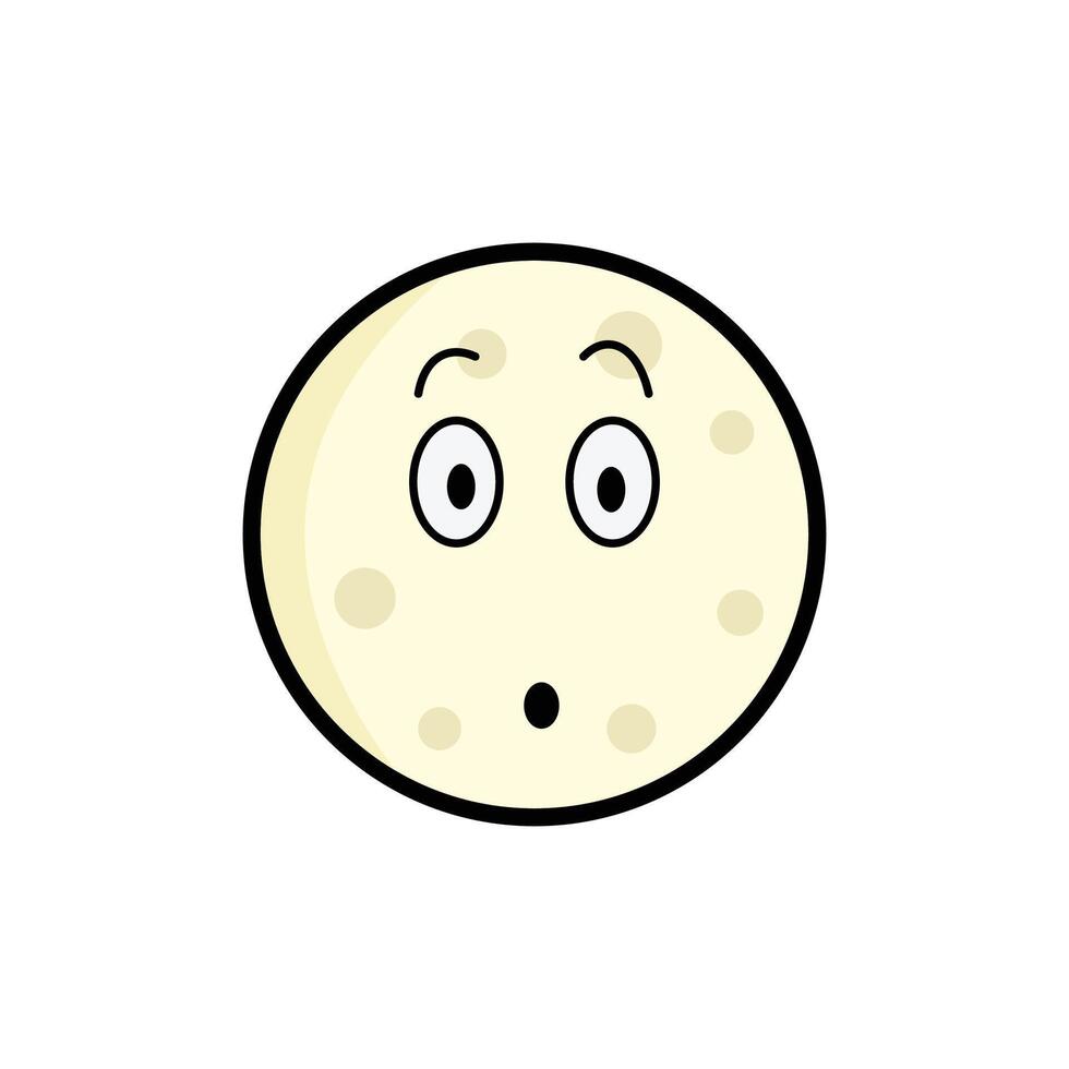 Moon Surprised Clipart, Cartoon Lunar Face, Expressive Moon Emoji, Kawaii Celestial Art vector
