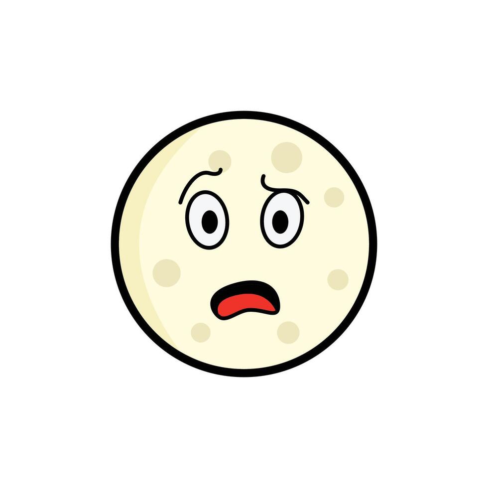 Moon Shocked Clipart, Cartoon Lunar Face, Expressive Moon Emoji, Kawaii Celestial Art vector