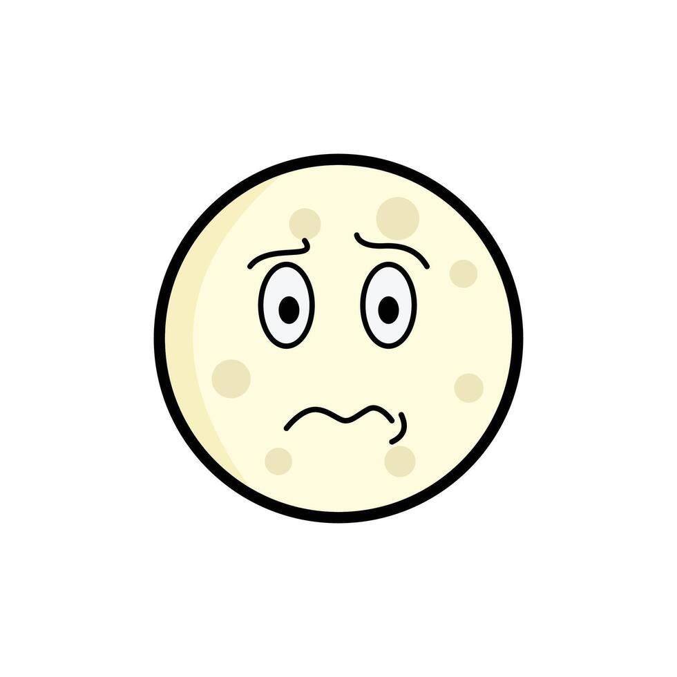 Moon Concern Clipart, Cartoon Lunar Face, Expressive Moon Emoji, Kawaii Celestial Art vector