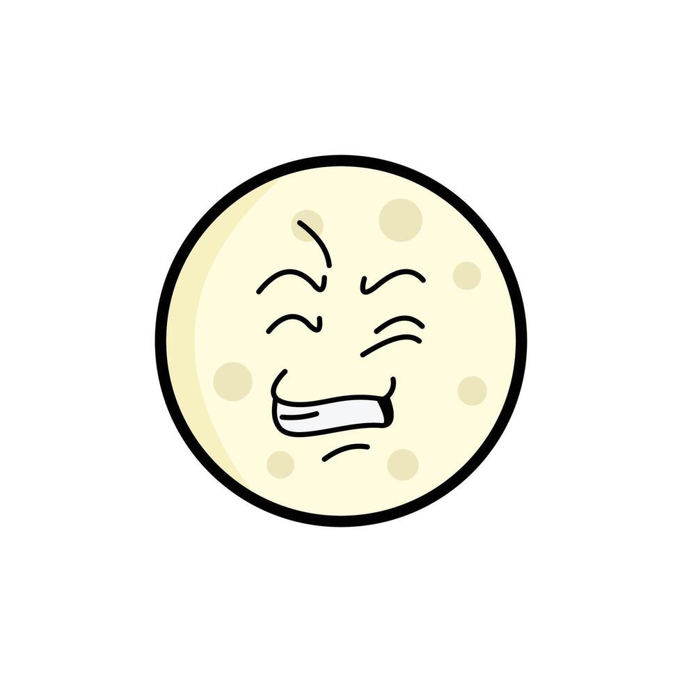 Moon Eeww Clipart, Cartoon Lunar Face, Expressive Moon Emoji, Kawaii Celestial Art vector