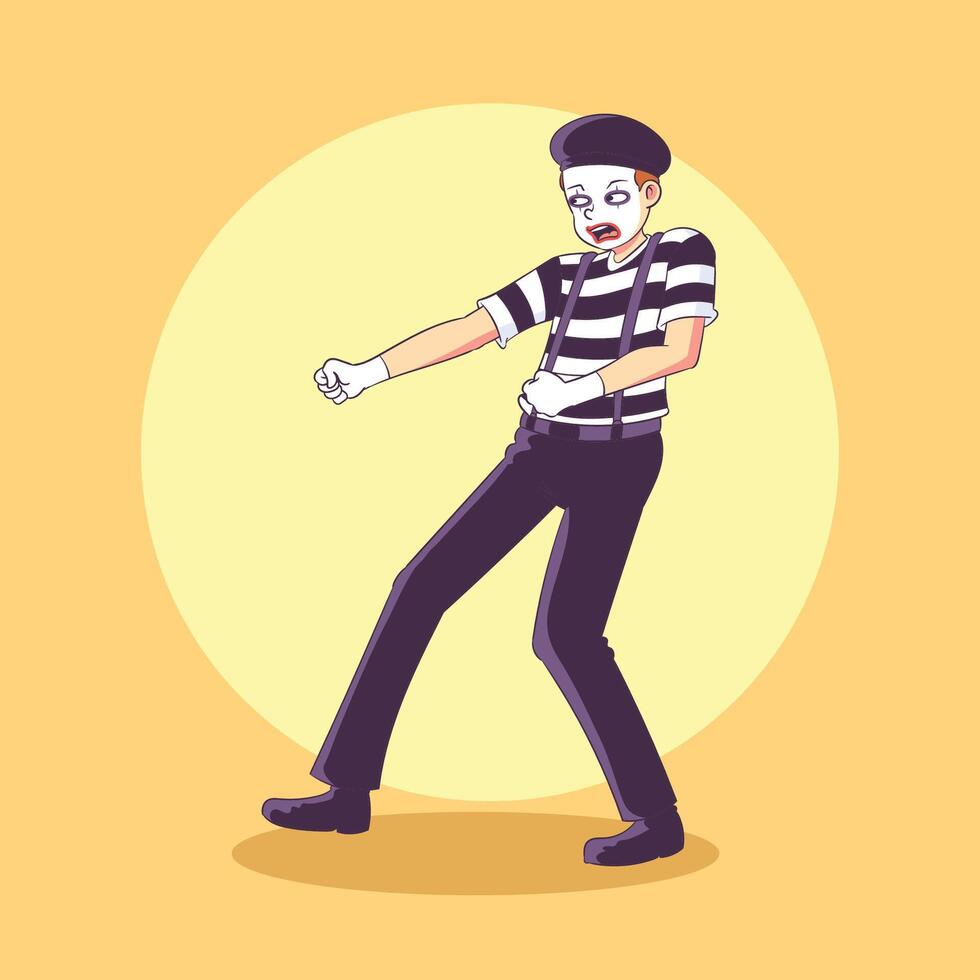 pantomime illustration of pulling objects vector
