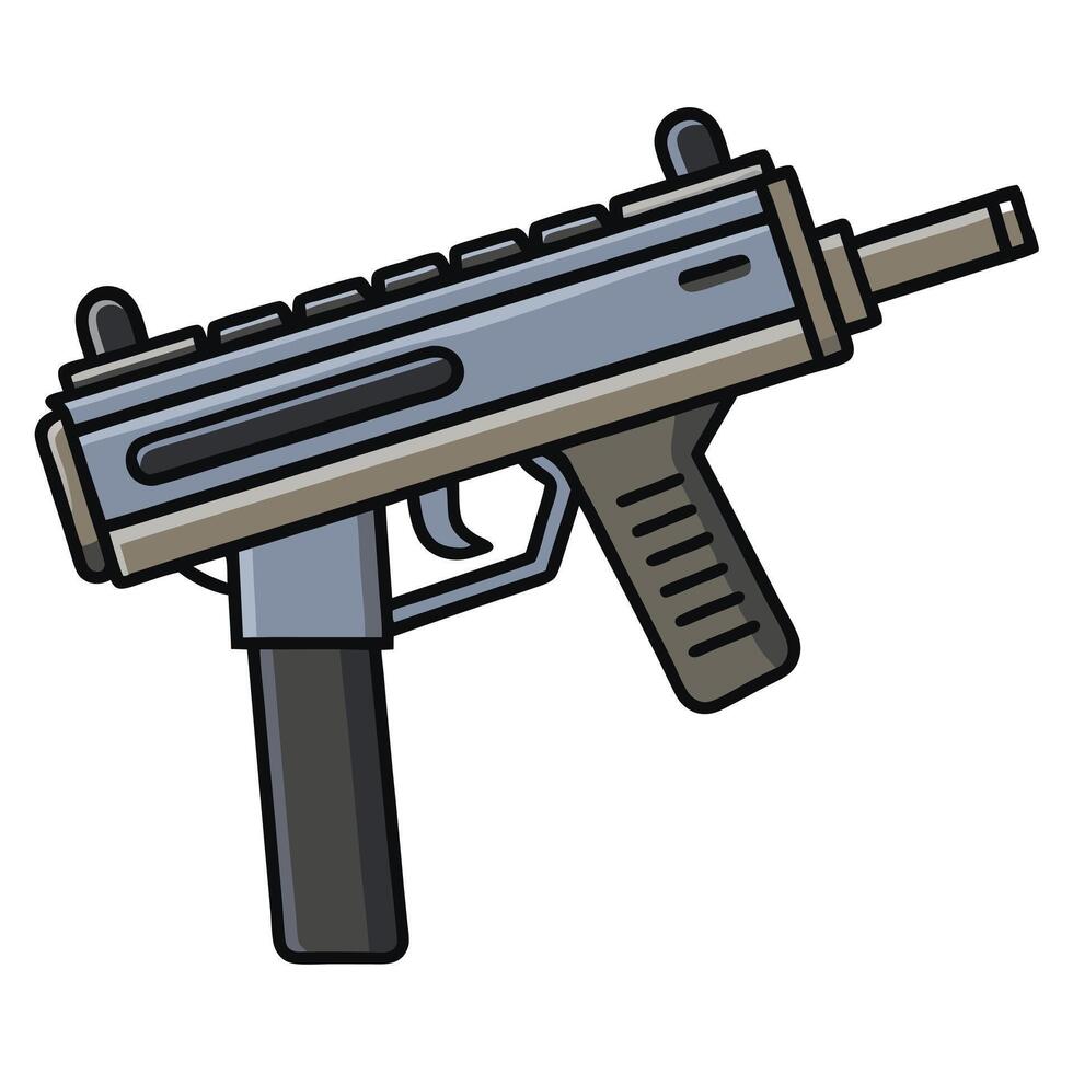 flat An mp5 gun on a white background vector