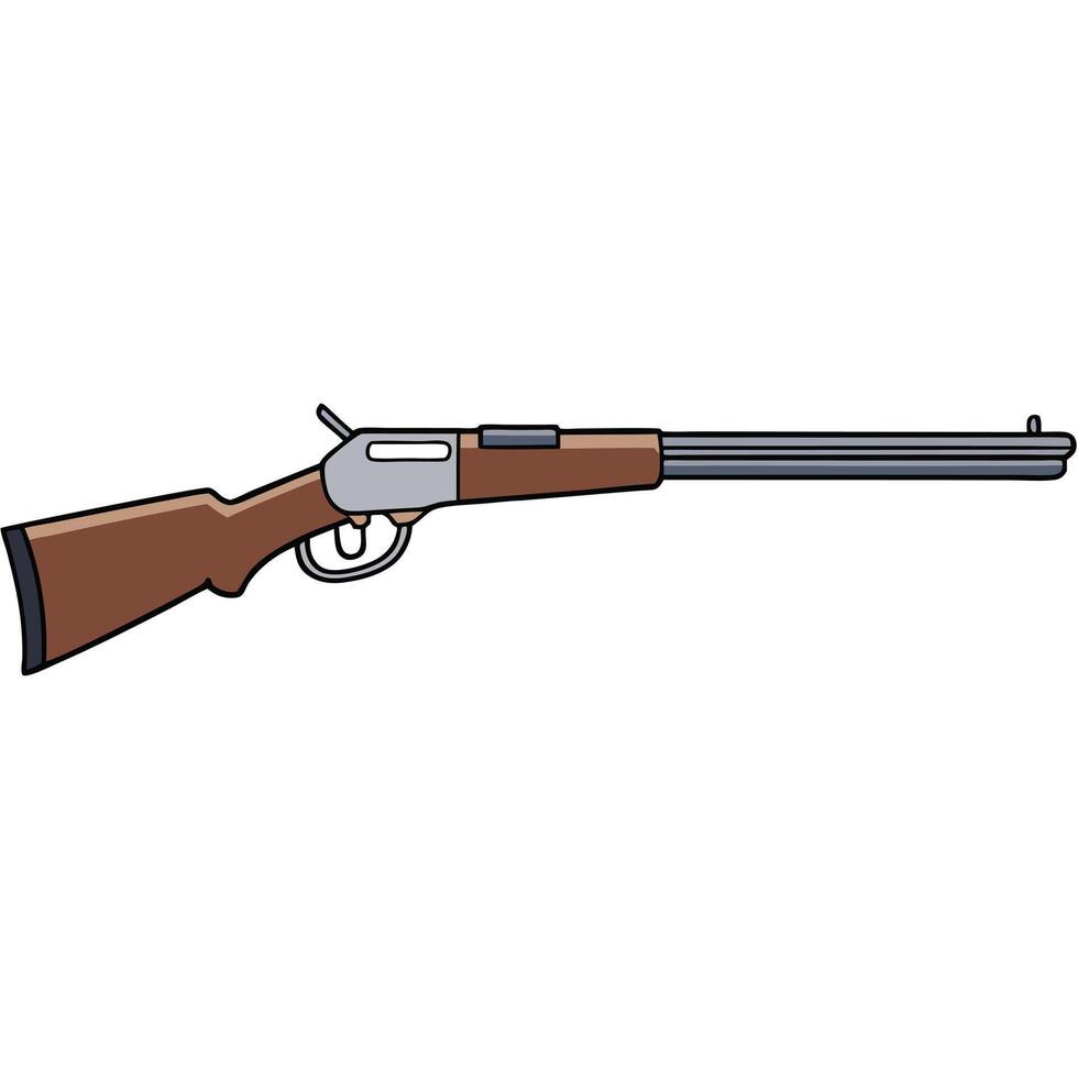 flat A gun with a wooden stock and a wooden handle vector