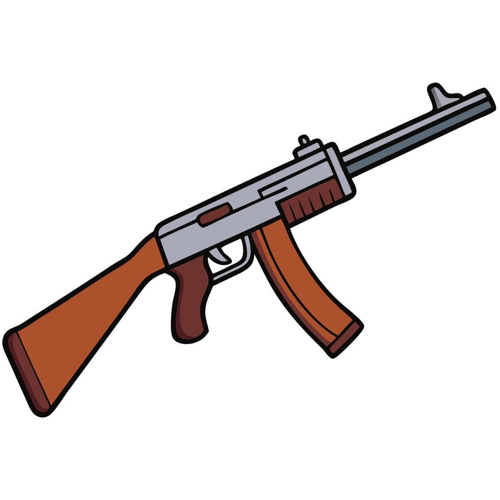 flat An ak47 gun on a white background vector