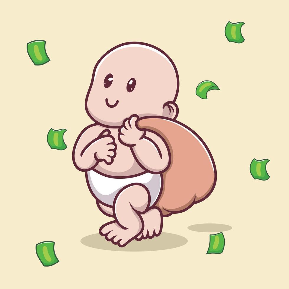 A cute illustration of a Tuyul, a mythical small creature from Southeast Asian folklore, often depicted as a mischievous child-like goblin. vector