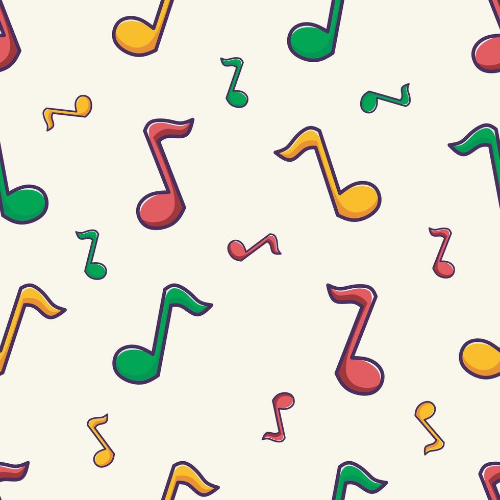 Seamless pattern with colorful musical notes and white background vector