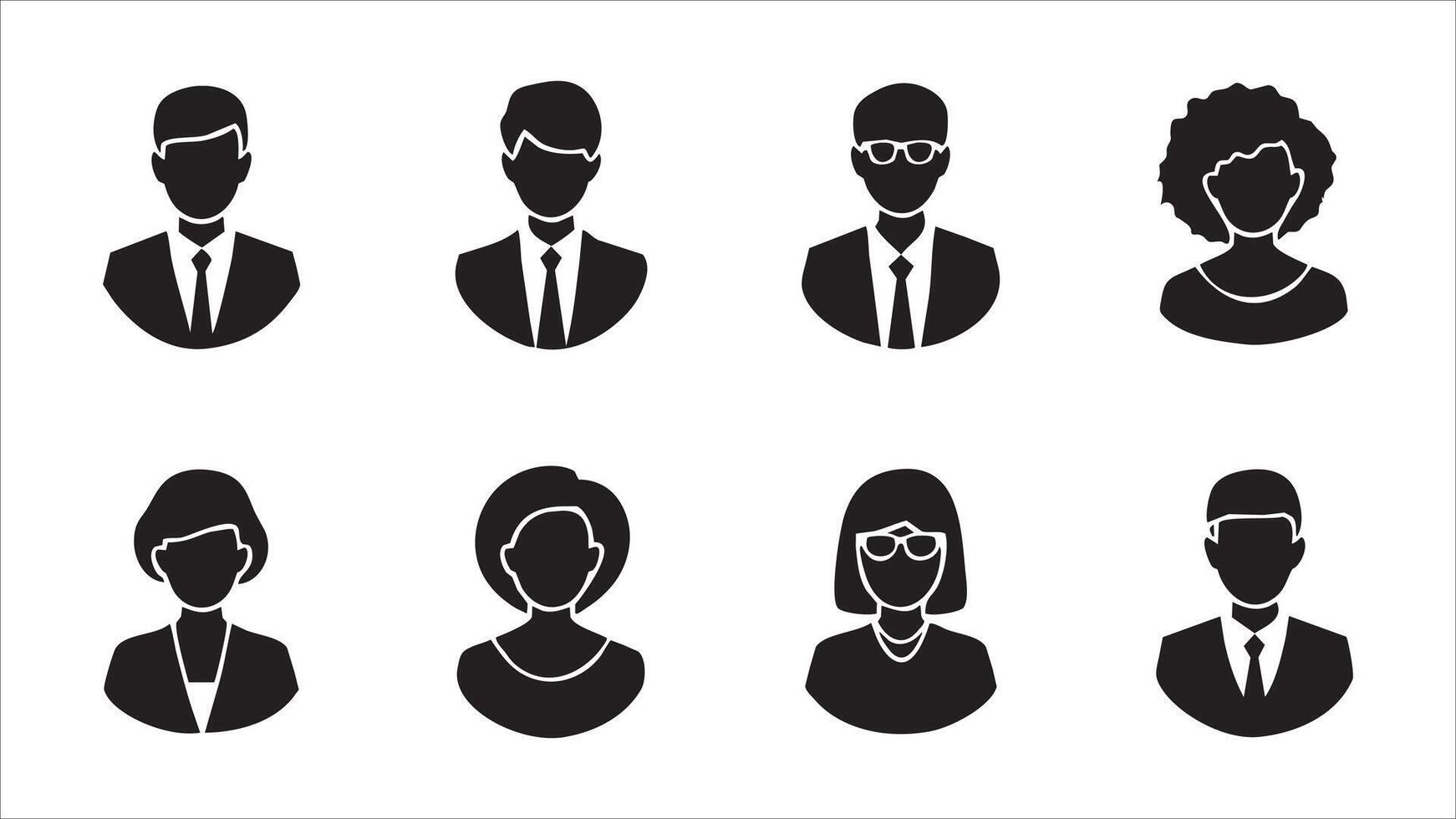 Diverse Business People Icons Avatar, Profile, User, Team, Group, Silhouettes vector
