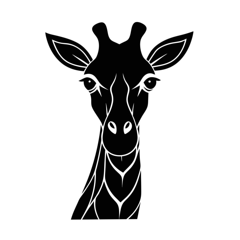 Elegant Black Giraffe Silhouette, African Animal Portrait, Wildlife Art vector