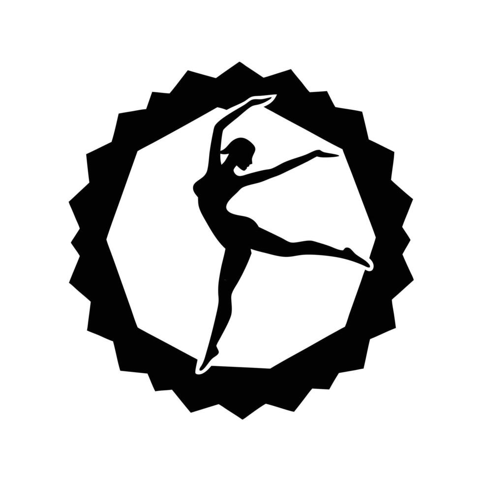 Elegant Ballerina Silhouette, Dance Studio, Artistic Design, Black and White, Graceful Pose, Perform vector