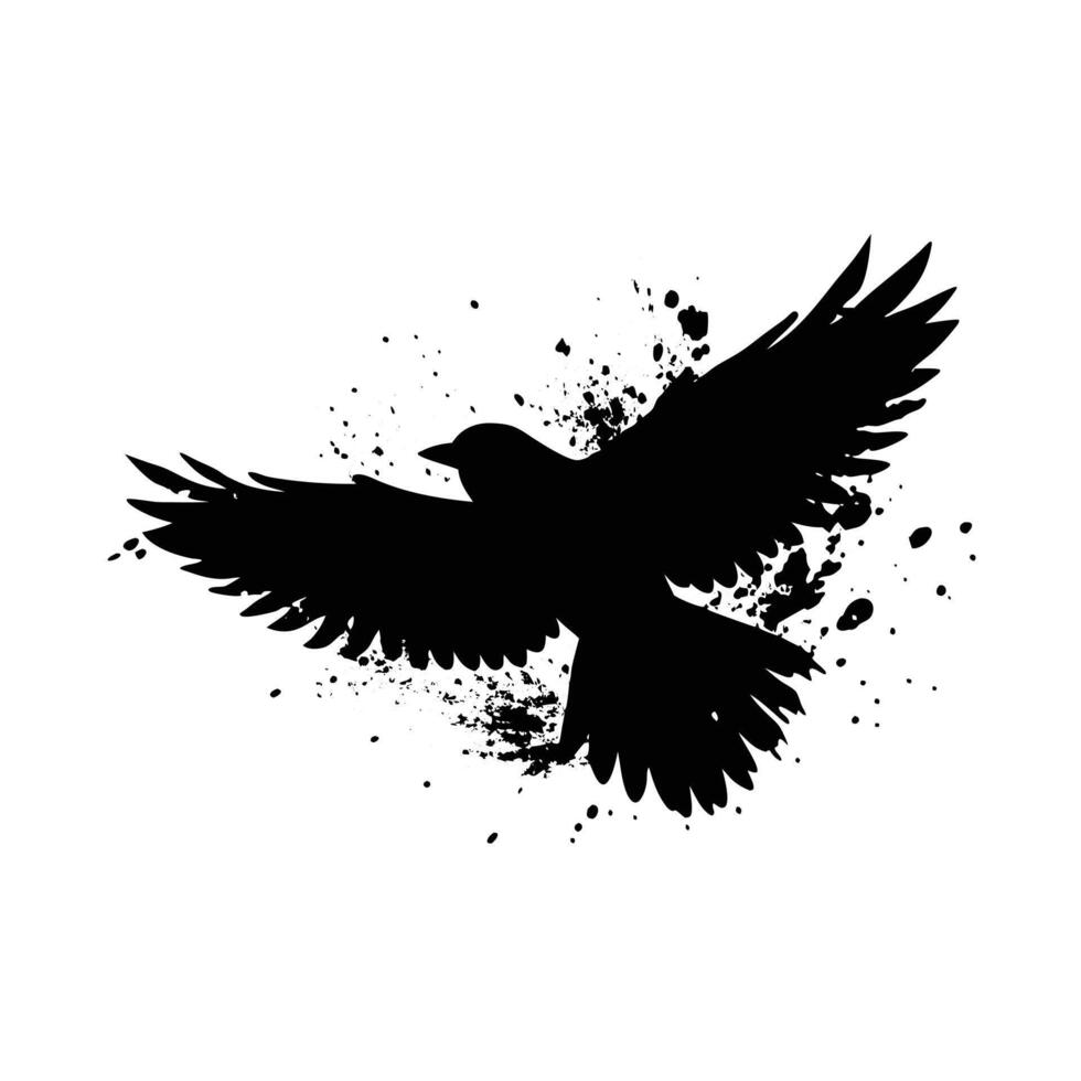 Silhouette Bird Ink Splatter Art Flight, Freedom, Nature vector