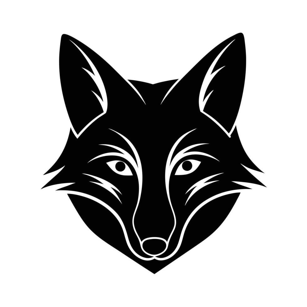 A striking black silhouette of a foxs head, characterized by sharp lines and a stylized design. Perfect for logos, prints, or branding. vector