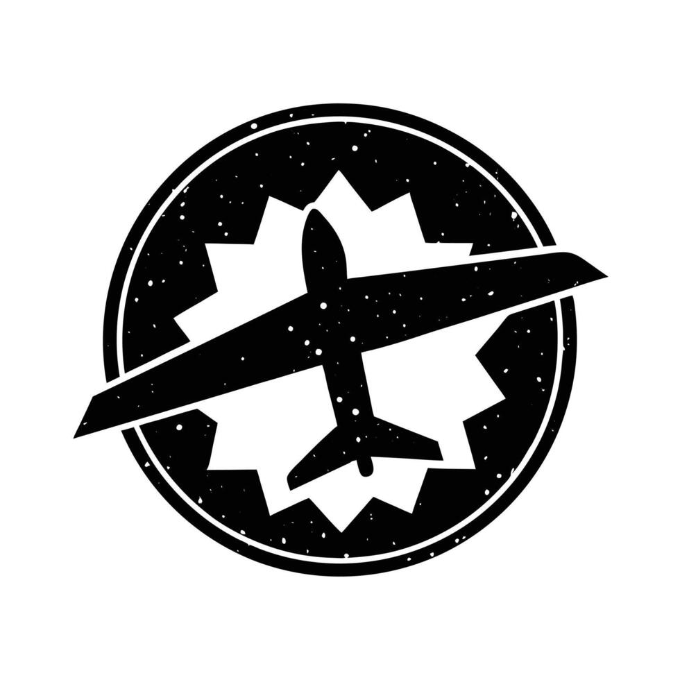 Glider Flight Aviation Symbol Black Circular Badge Design vector