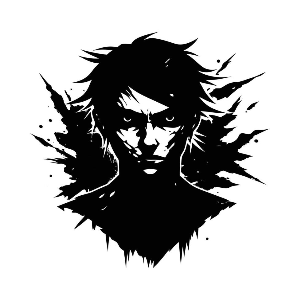 Dark Art Intense Monochrome Male Portrait Ink Splatter Grunge Style vector