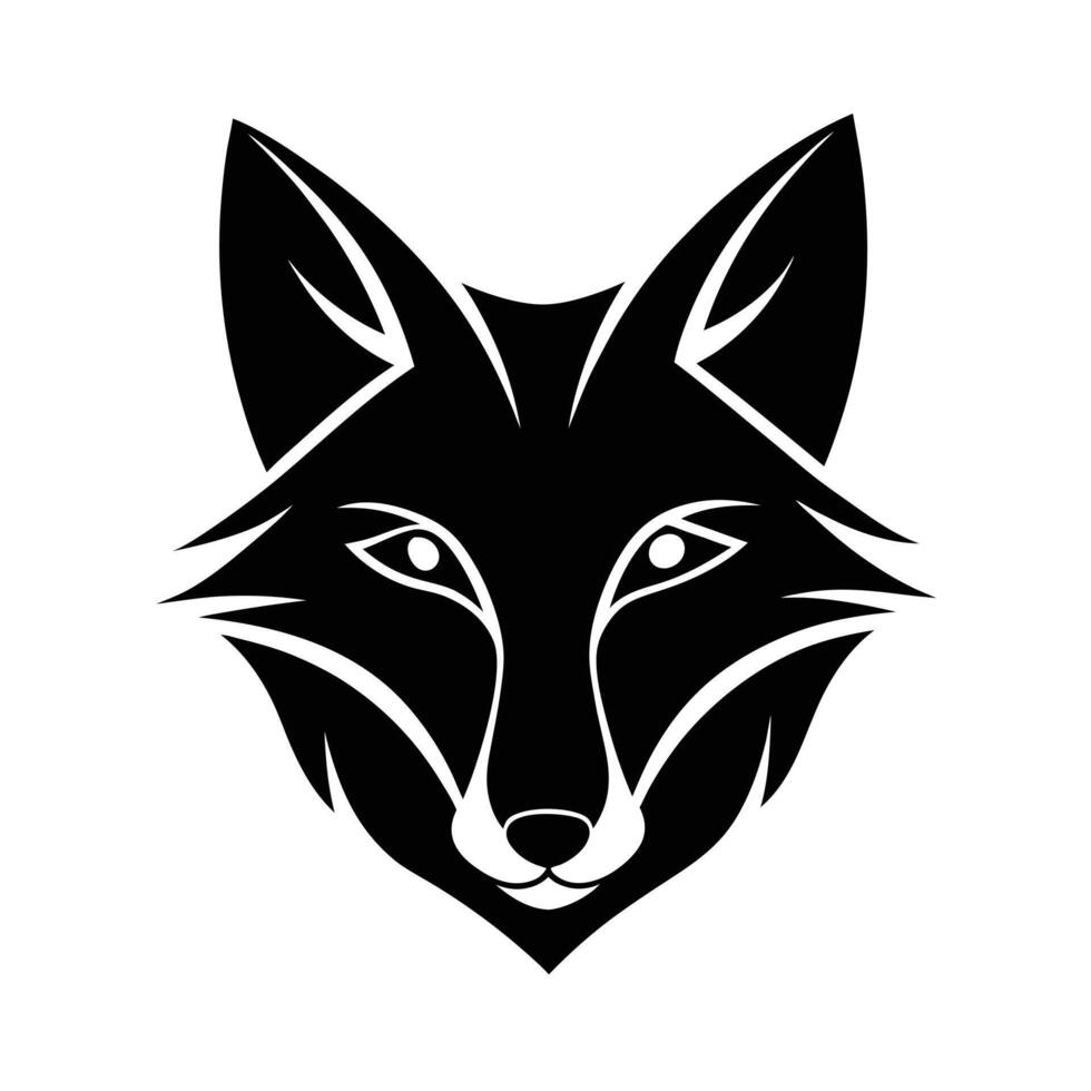 Stylish Black Fox Head , Wild Animal Icon, Graphic Design vector