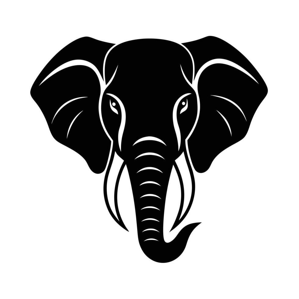 Elegant Black Silhouette of an Elephants Head, Strong, Majestic vector
