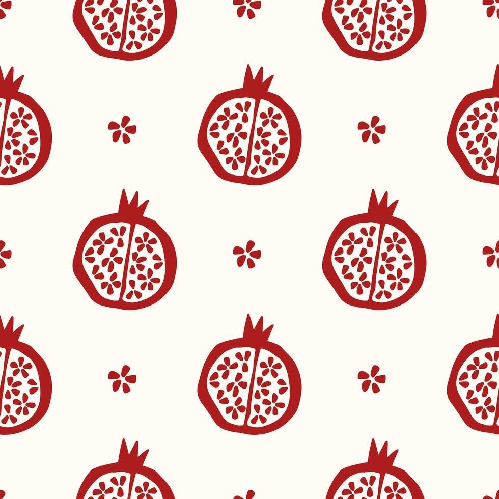 Seamless pattern with pomegranate. Sweet fruit with seed illustration. Shana Tova holiday design, Jewish New Year Rosh Hashanah. Print for digital paper, wrapping, scrapbooking, fabric. vector