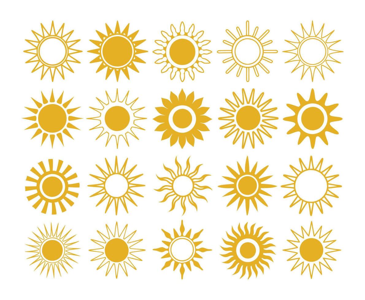 Sun icon set vector