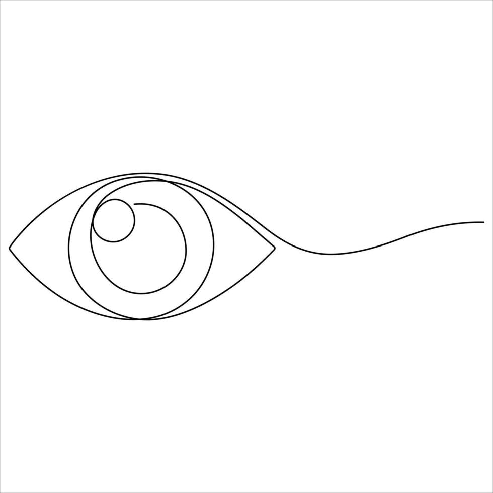 eye watch single continuous line drawing of minimalist eye with retina outline style illustration vector