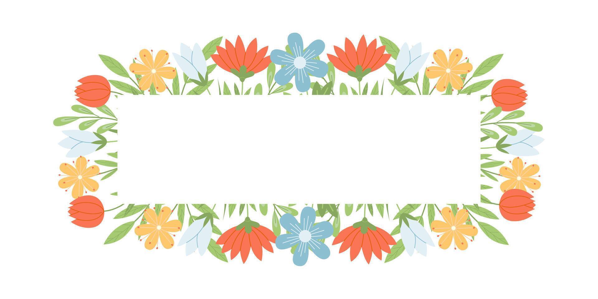 square frame on floral background. Cute background in flat style for social media posts, mobile apps, cards, invitations, banner design and web ads vector