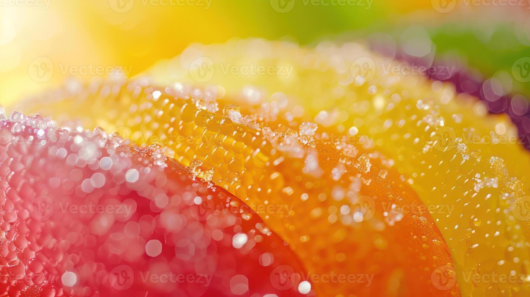 Close-up of colorful gummy candy slices with a sparkling sugar coating. photo
