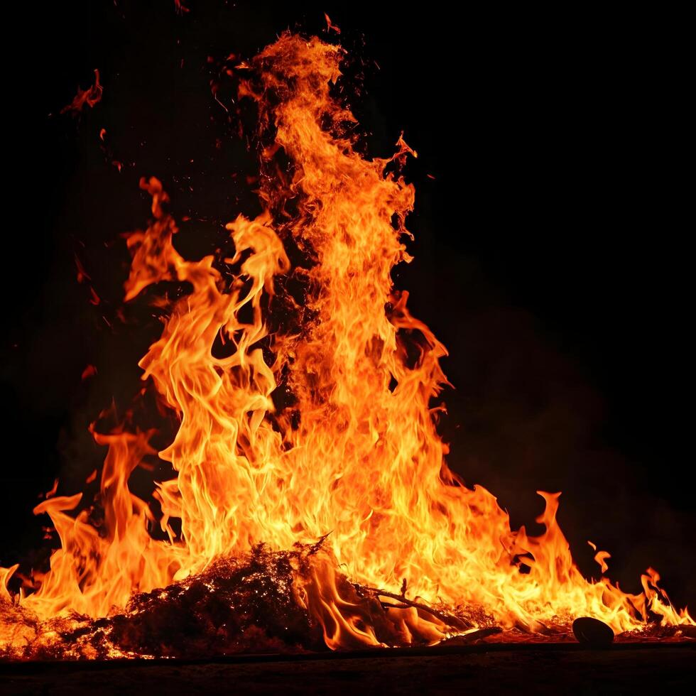 a bonfire with flames photo