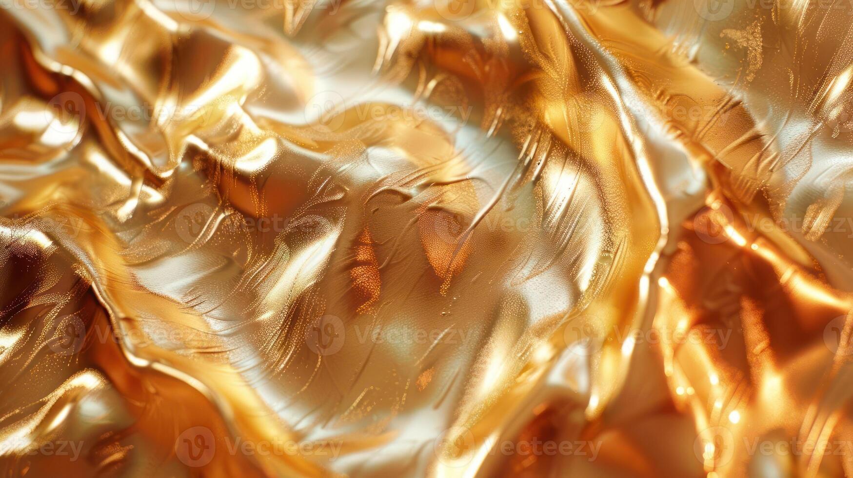 Abstract golden and silver fabric texture with flowing patterns. photo